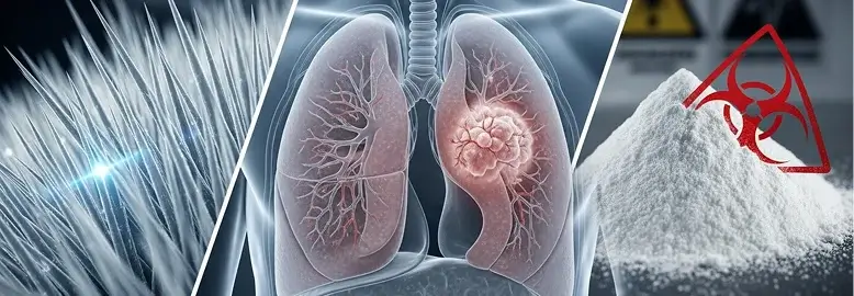 A collage featuring a lung, a heart, and a white powder, symbolizing health and medical themes.