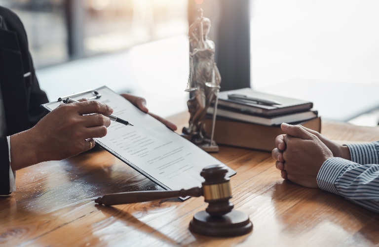 Lawyer is consulting client